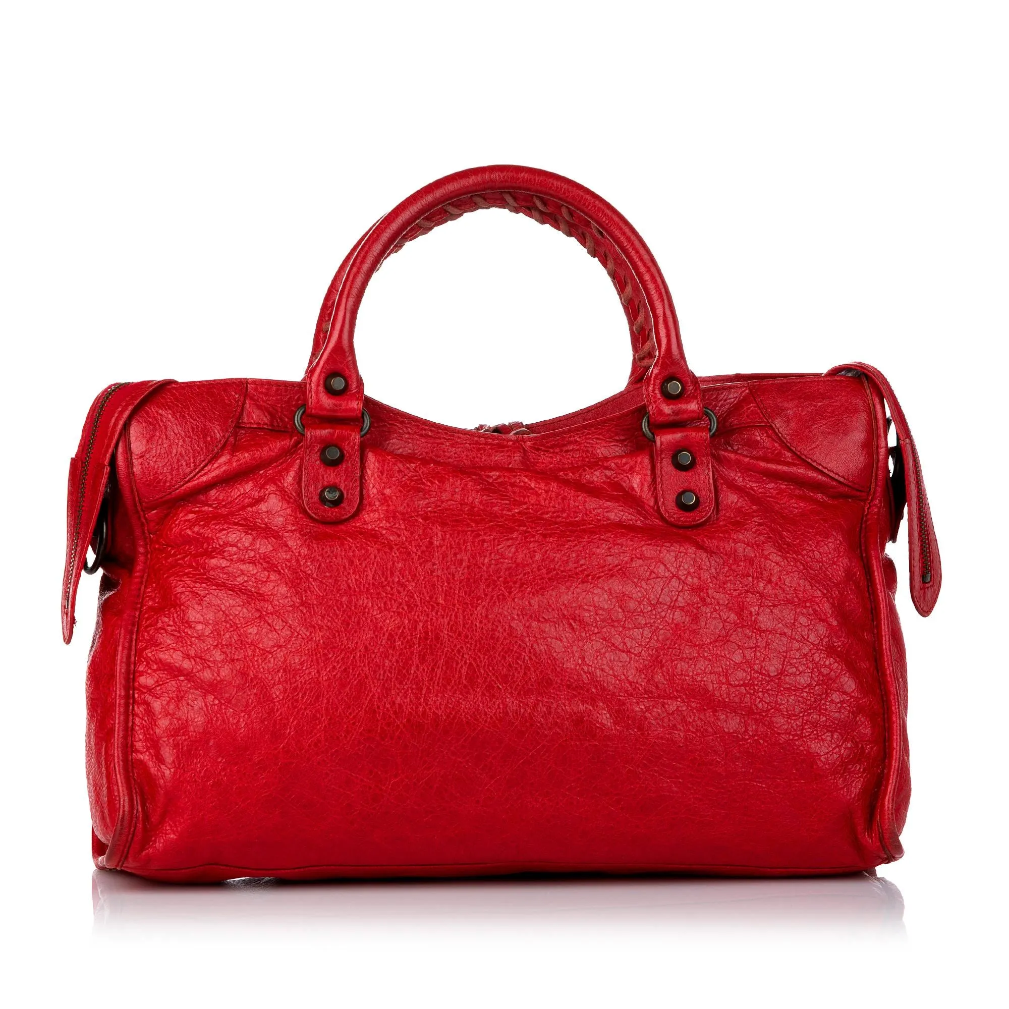 Balenciaga Motocross Classic City Lambskin Leather Satchel (SHG-30866)