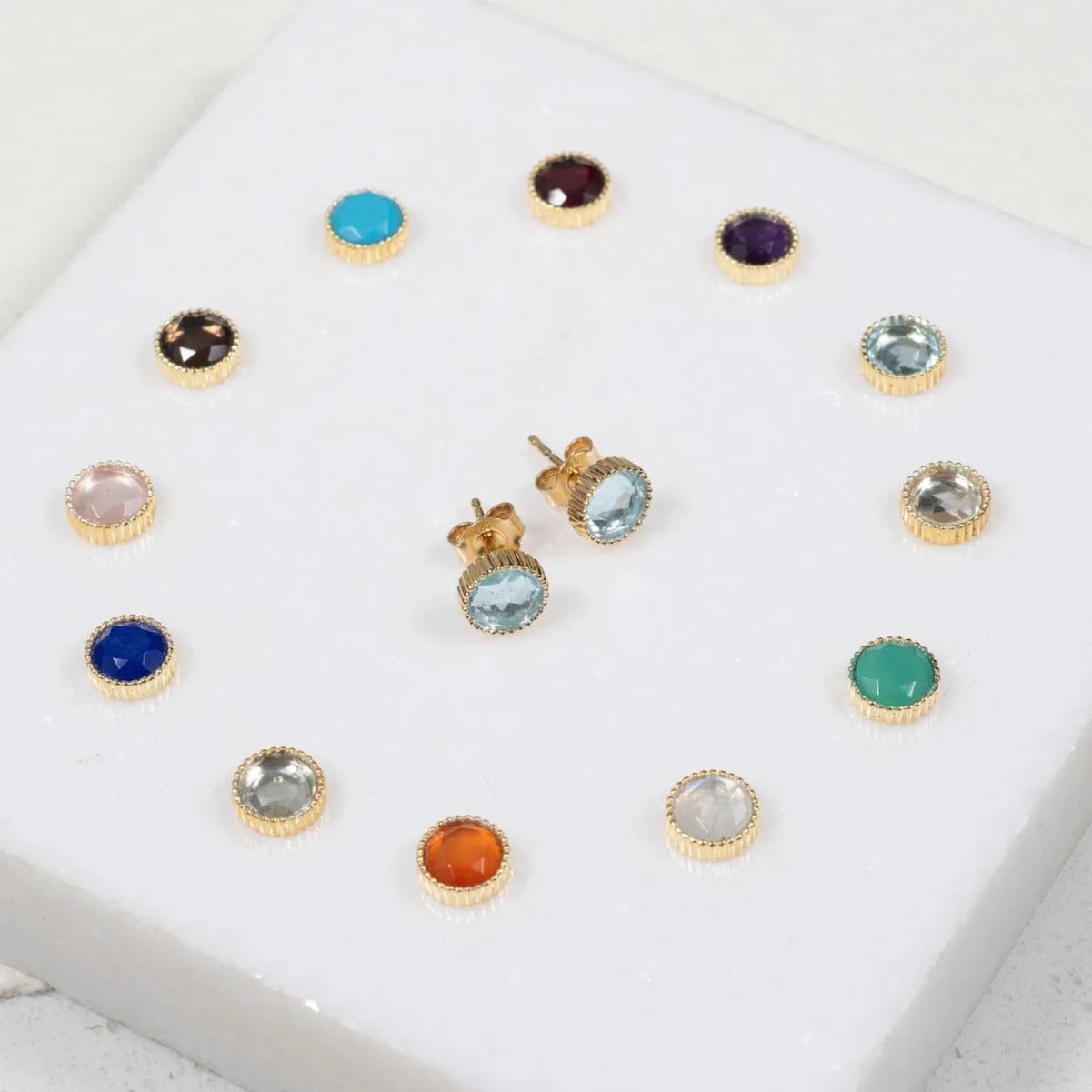 Barcelona Gold Vermeil Birthstone Stud Earrings