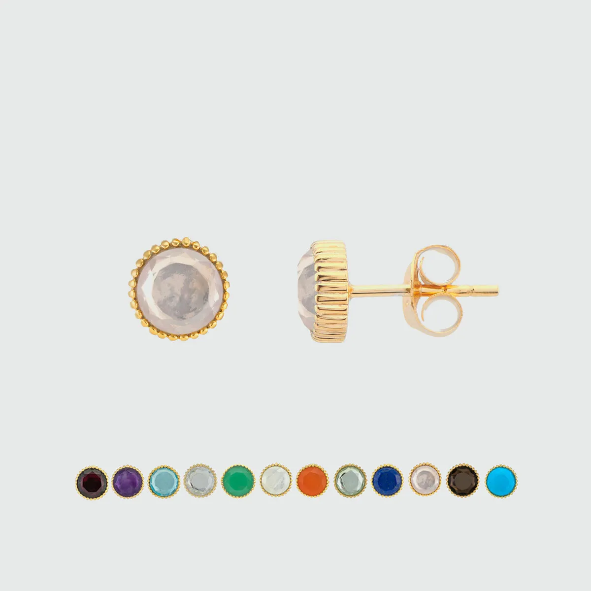 Barcelona Gold Vermeil Birthstone Stud Earrings