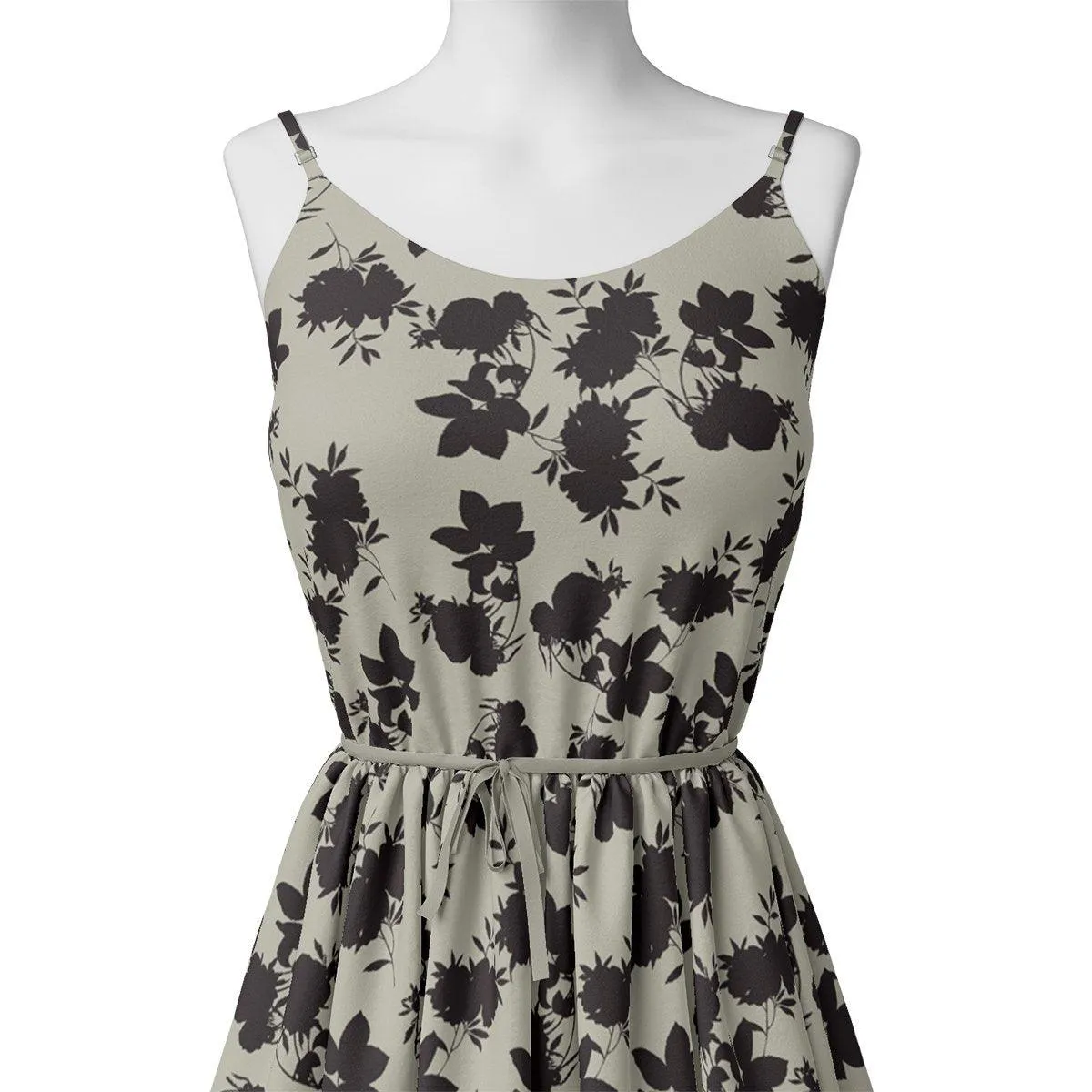 Black Floral Flower Digital Printed Fabric - Rayon