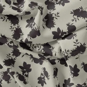 Black Floral Flower Digital Printed Fabric - Rayon