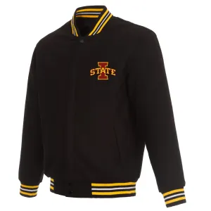 Black NCAA Team Iowa Hawkeyes Wool Jacket | NCAA Leather Jacket For Men and Women