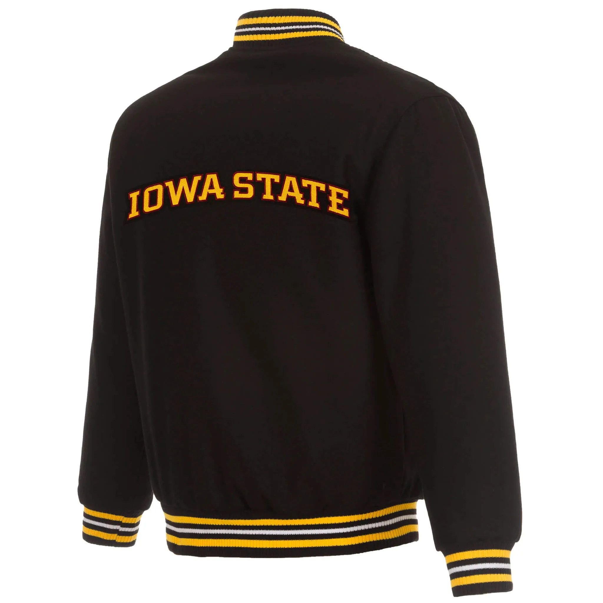 Black NCAA Team Iowa Hawkeyes Wool Jacket | NCAA Leather Jacket For Men and Women