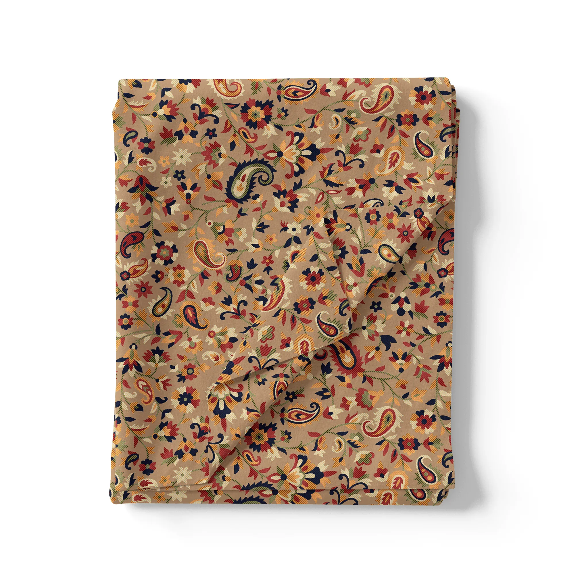 Brown Paisley Pure Georgette Printed Fabric Material