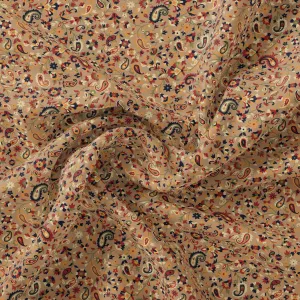 Brown Paisley Pure Georgette Printed Fabric Material