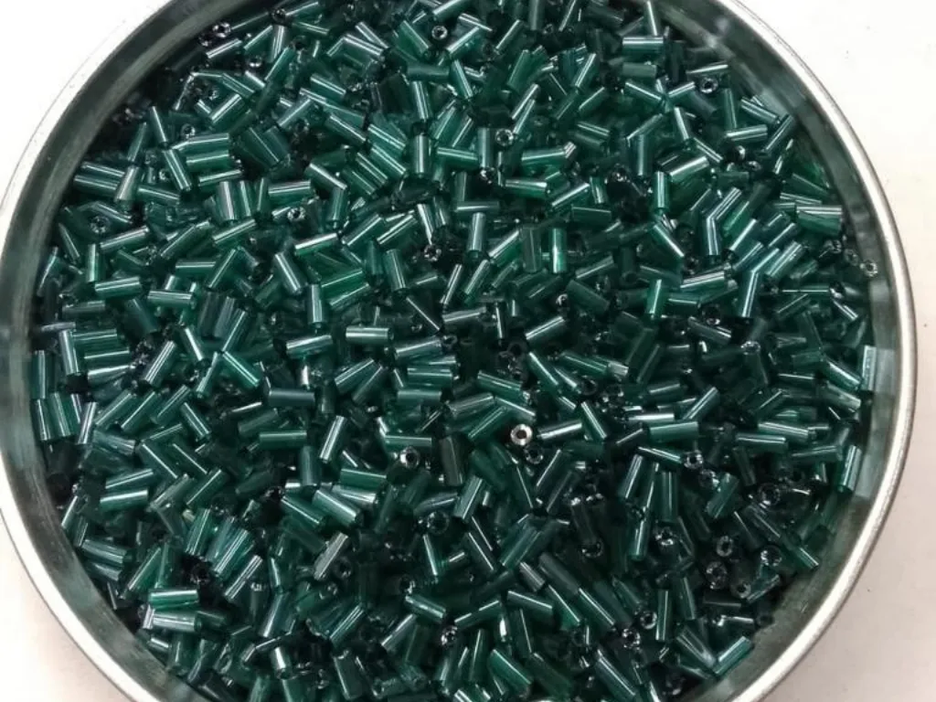 Dark Green Transparent Pipe Glass Seed Beads- 4.5 mm