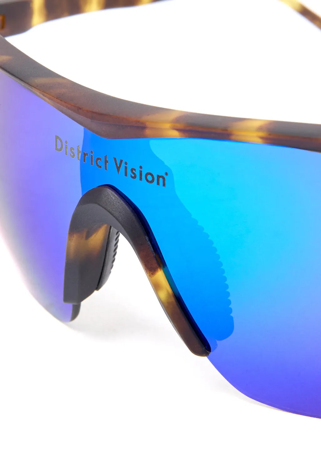District Vision Junya Racer Sunglasses - Tortoise / D  Blue Mirror