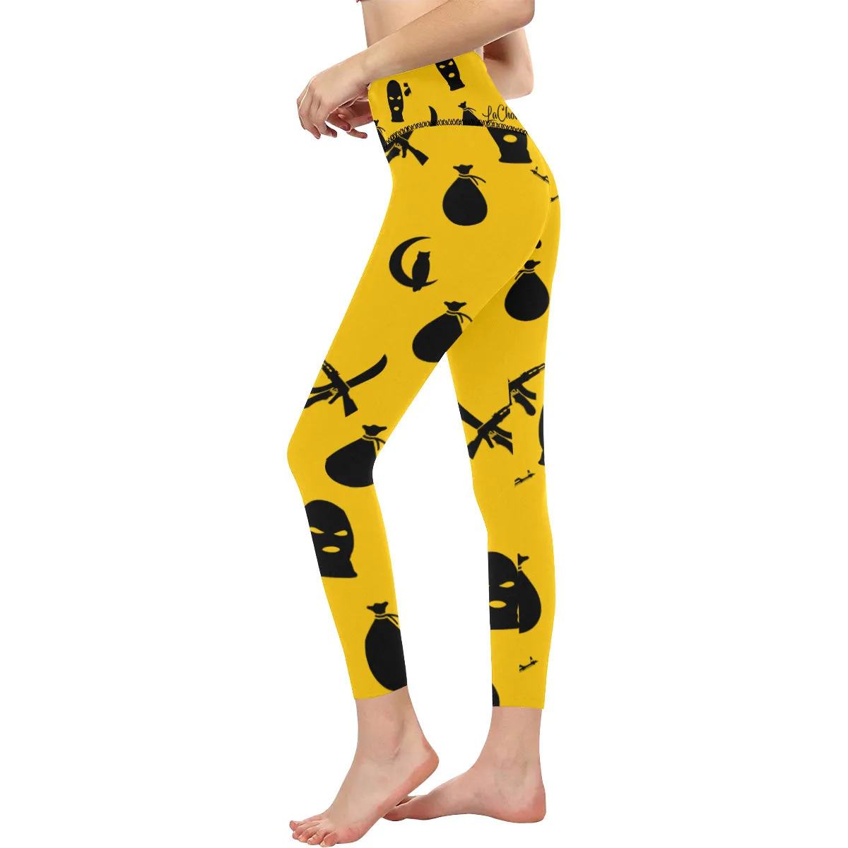 DRILLIN YLW All Over Print High-Waisted Leggings
