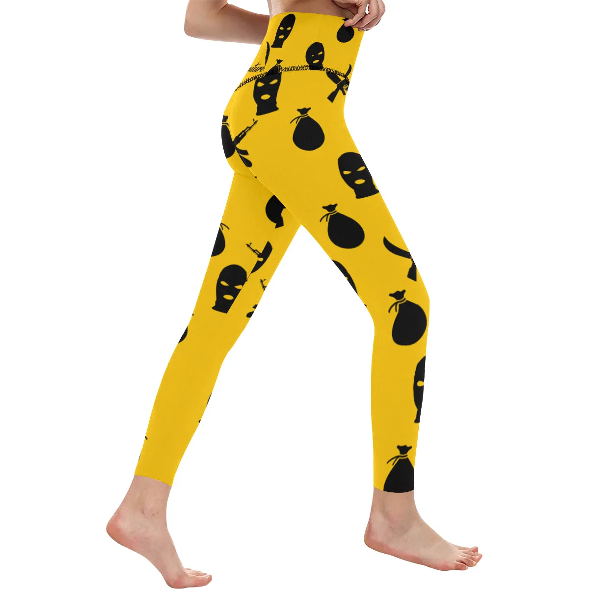 DRILLIN YLW All Over Print High-Waisted Leggings