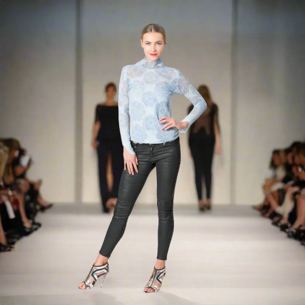 High Neck Cotton Lace Top