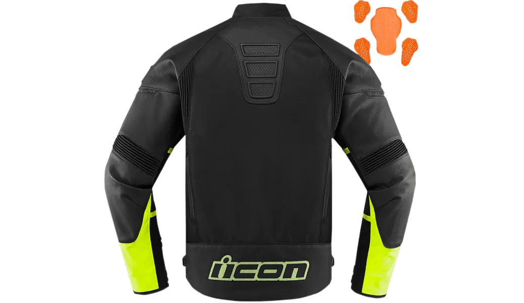 Icon Contra 2 Leather Jacket Black/Hi-Viz CE Jacket