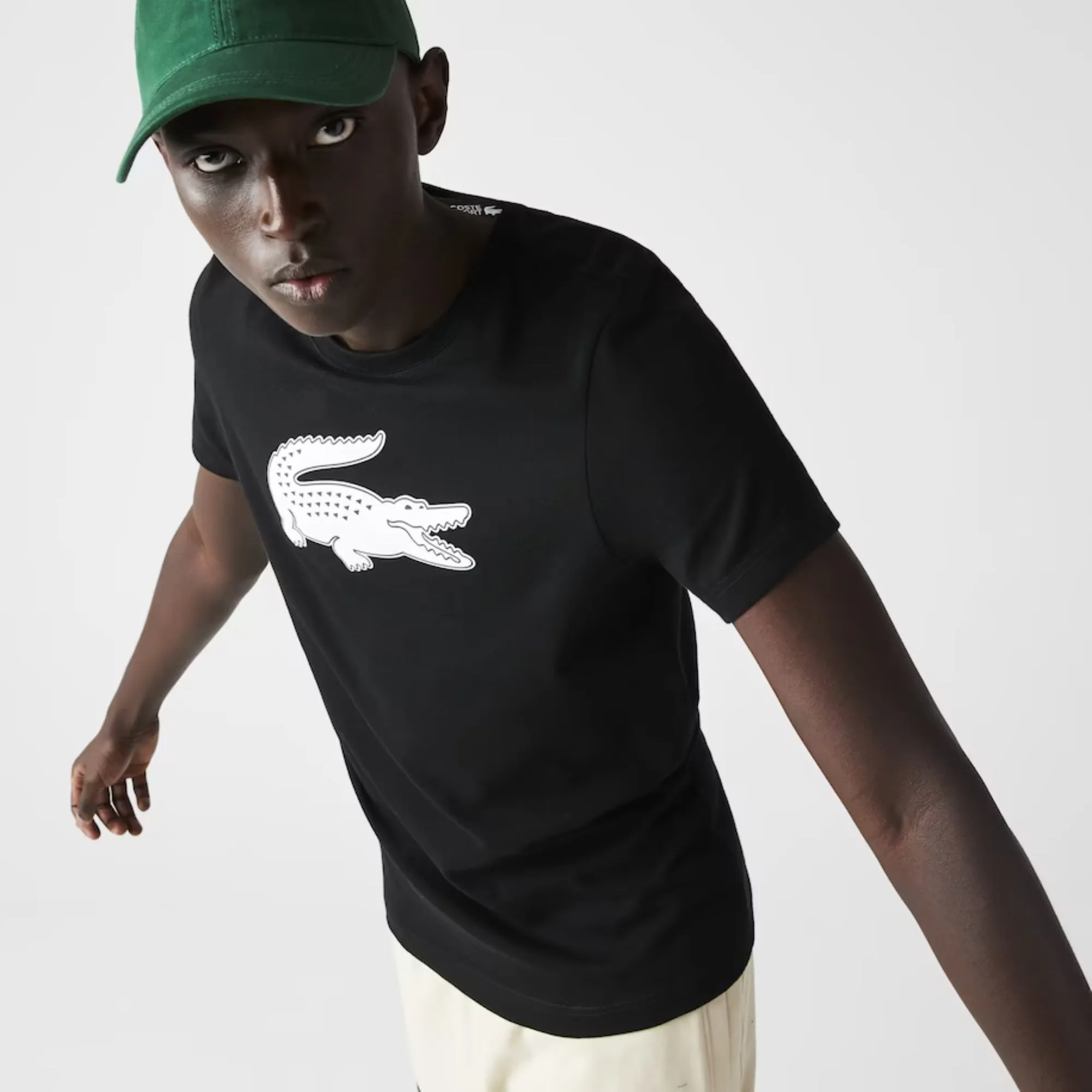 Lacoste Men'S Sport 3D Print Crocodile Breathable Jersey T-Shirt - Navy Blue/Wasp