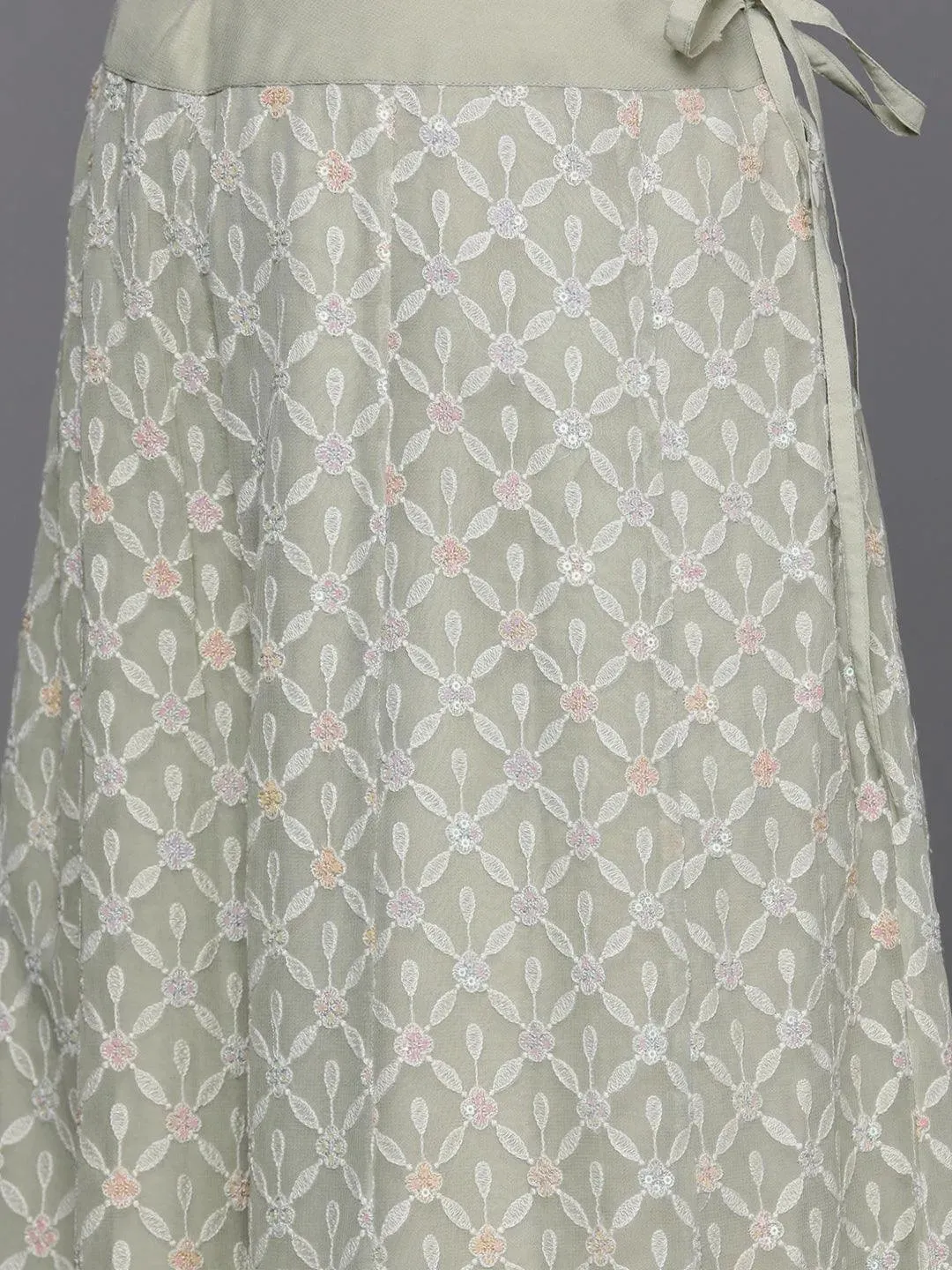 Libas Art Green Self Design Georgette Straight Suit With Dupatta