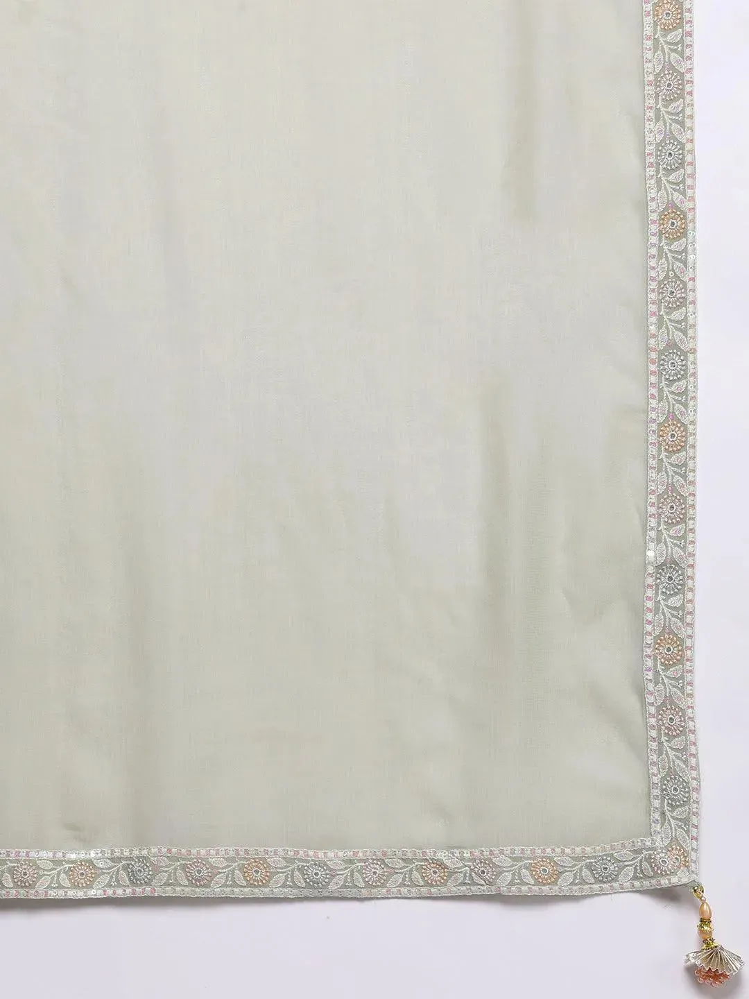 Libas Art Green Self Design Georgette Straight Suit With Dupatta