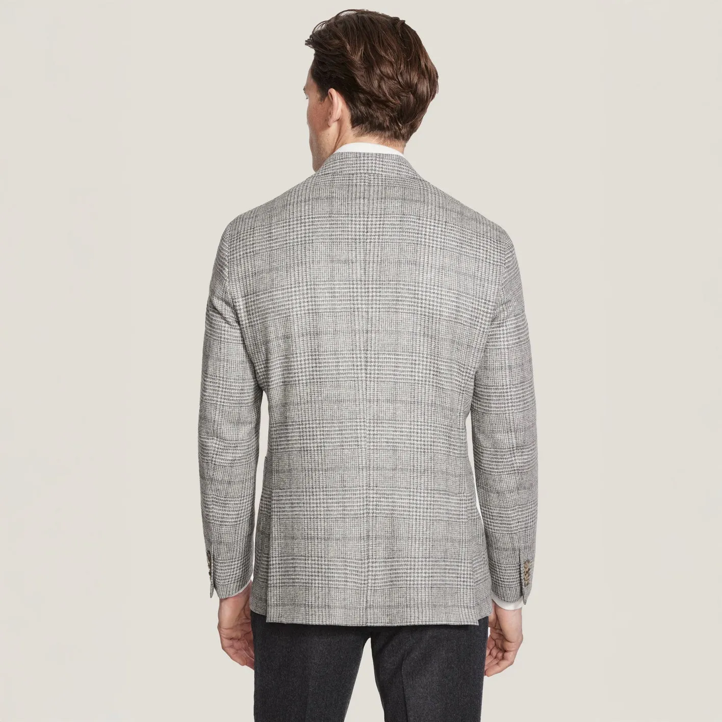 Light Gray Plaid Wool-Cashmere Irving Contemporary Fit Sport Jacket