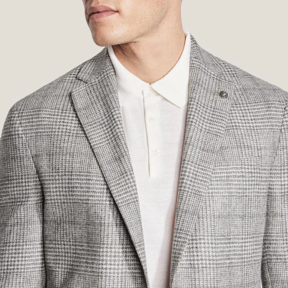 Light Gray Plaid Wool-Cashmere Irving Contemporary Fit Sport Jacket