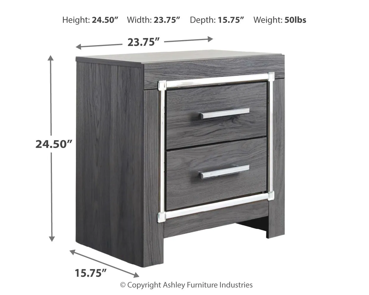 Lodanna King Panel Bed with 2 Storage Drawers with Mirrored Dresser and Nightstand in Gray