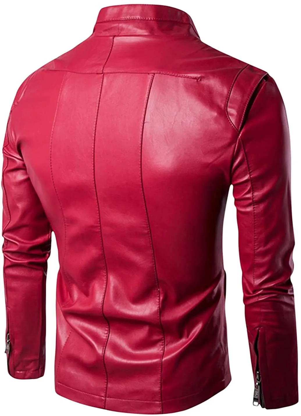 Men's Slim Fit Red Leather Jacket