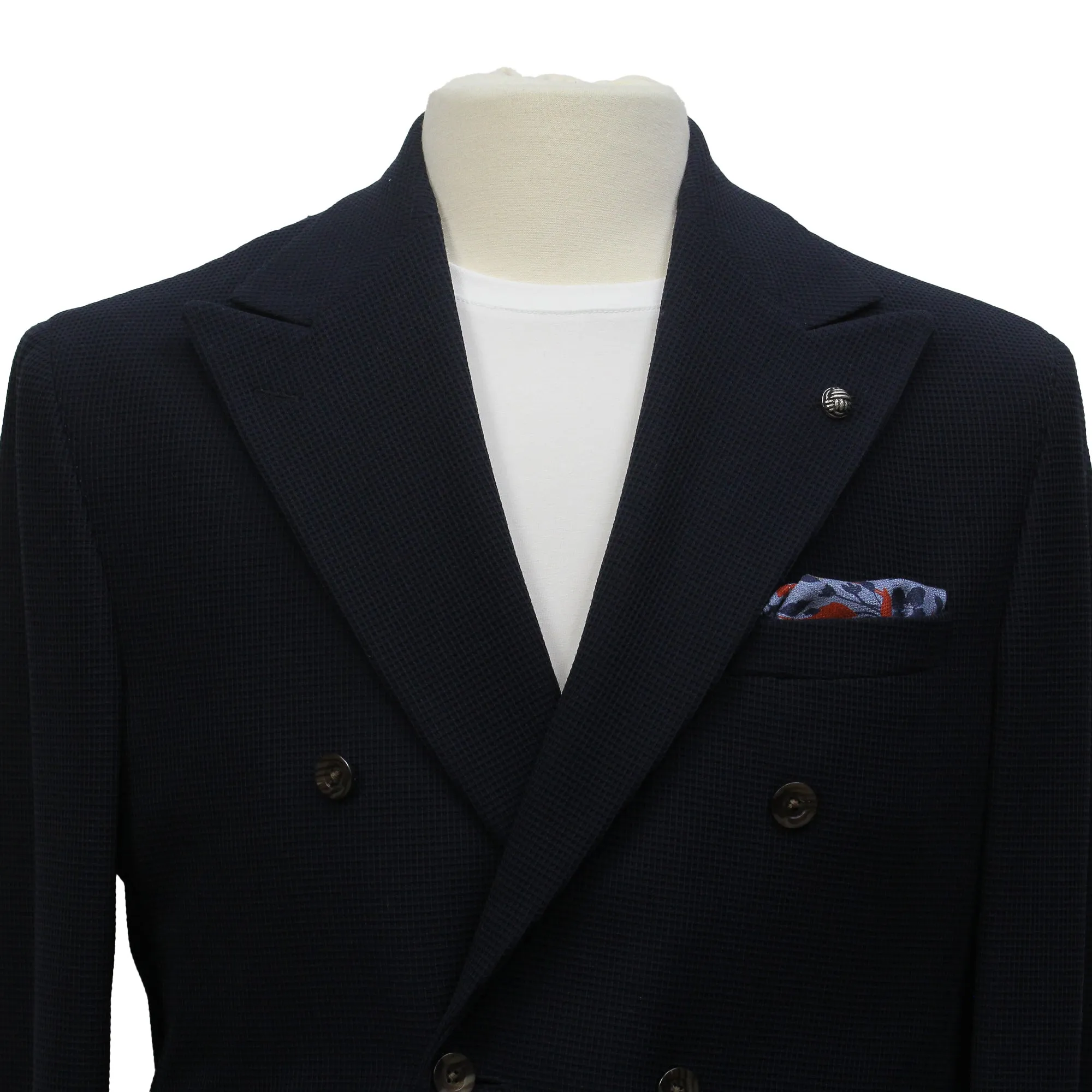 Navy Peak Lapel Double-Breasted Quinn Contemporary Fit Comfortwear Travel Sport Jacket - Jack Victor
