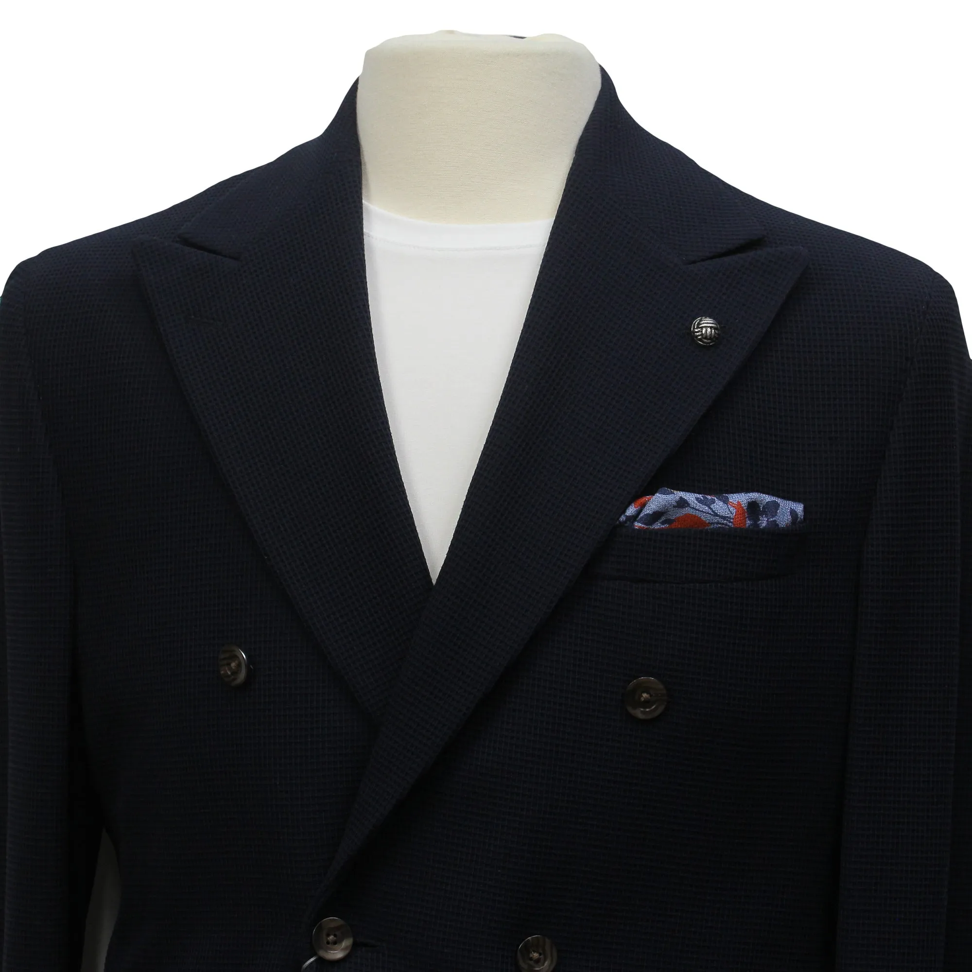 Navy Peak Lapel Double-Breasted Quinn Contemporary Fit Comfortwear Travel Sport Jacket - Jack Victor