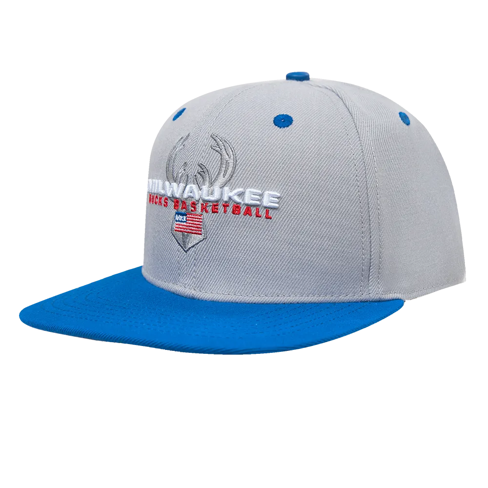 NBA MILWAUKEE BUCKS SPORT 2 TONE SNAPBACK HAT (GRAY/DODGER BLUE)