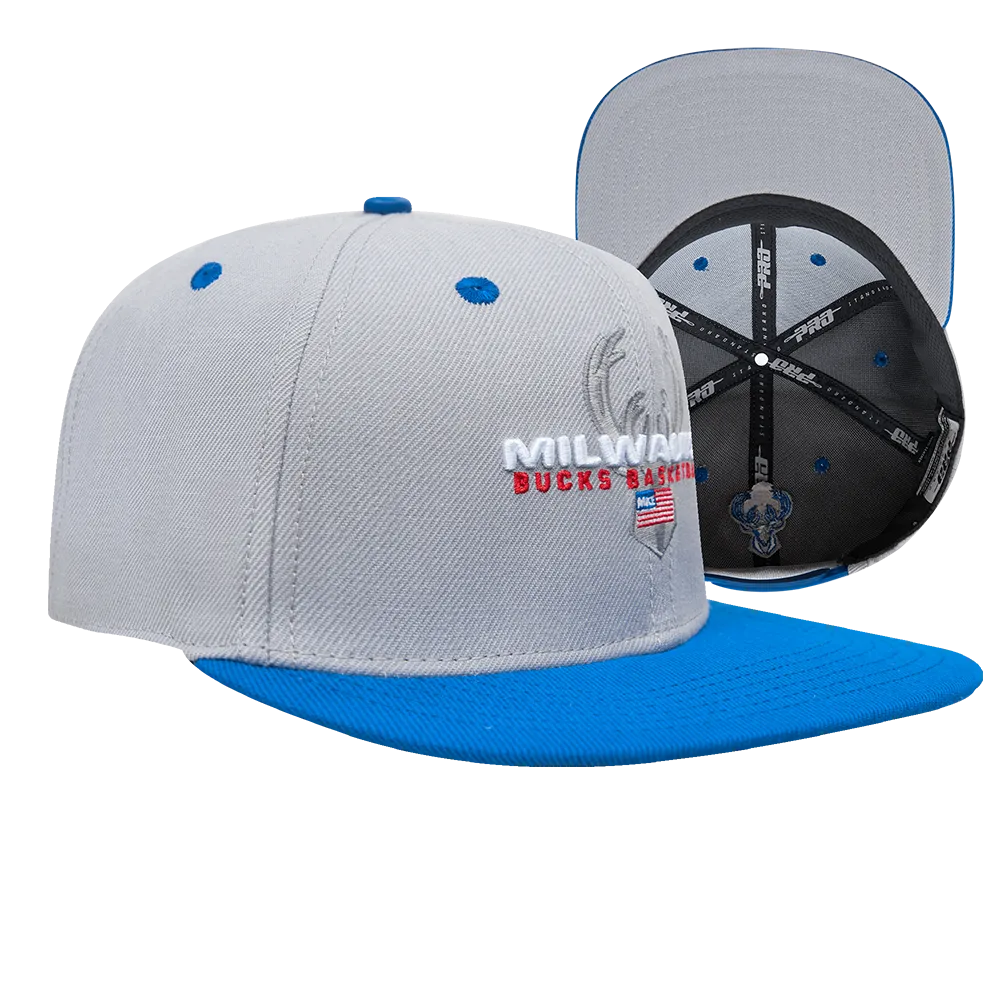 NBA MILWAUKEE BUCKS SPORT 2 TONE SNAPBACK HAT (GRAY/DODGER BLUE)
