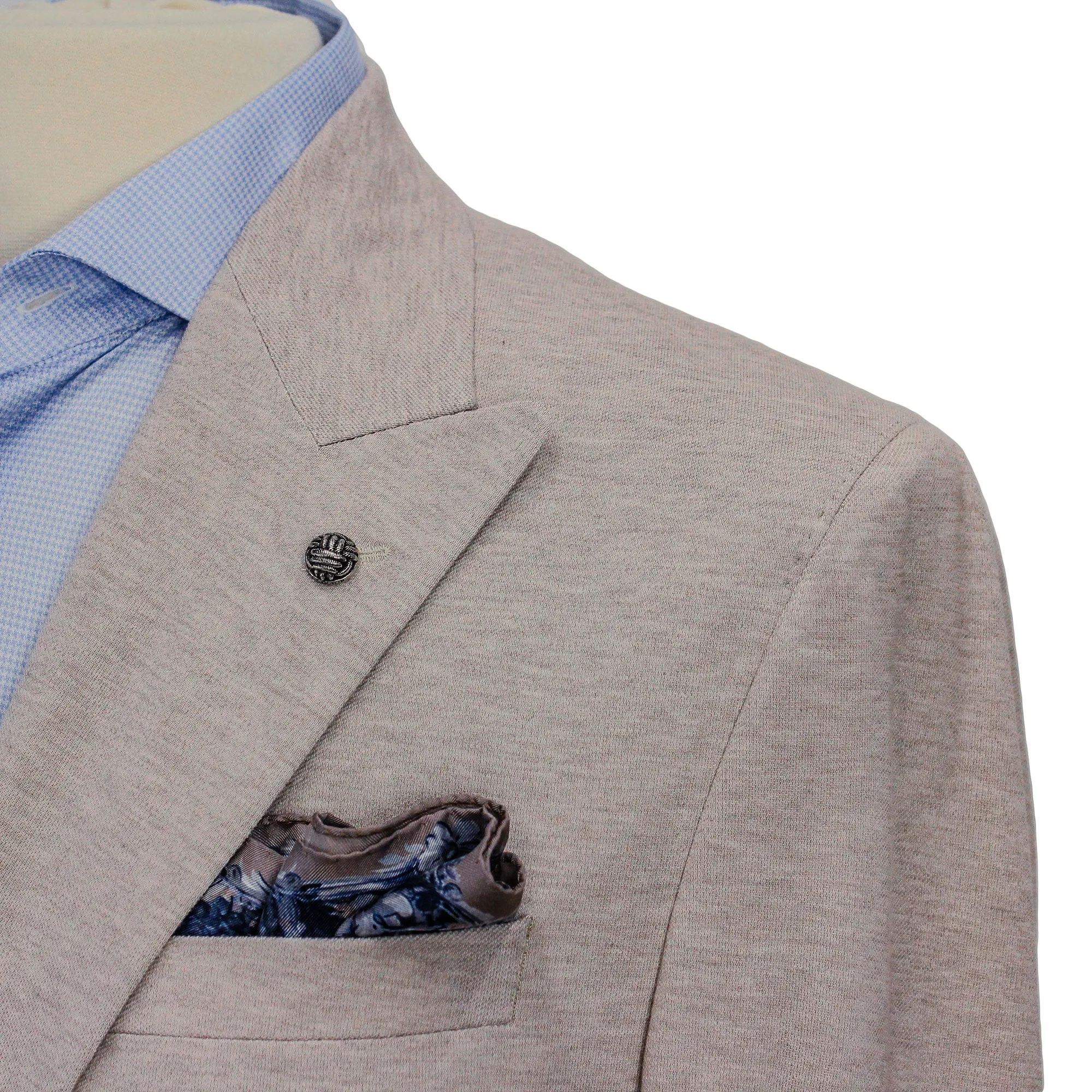 Oatmeal Double Breasted Hall Contemporary Fit Cotton Knit Sport Jacket - Jack Victor