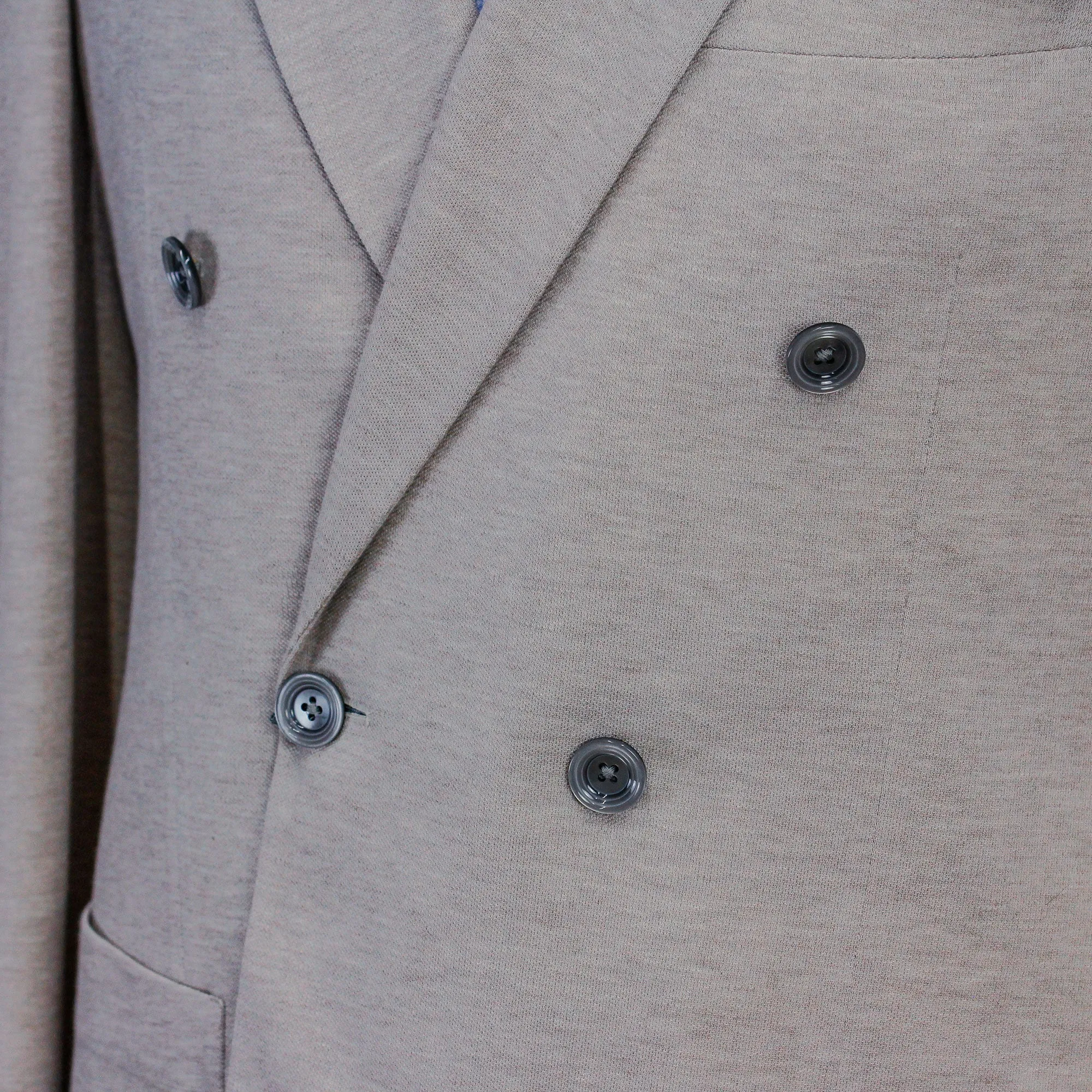 Oatmeal Double Breasted Hall Contemporary Fit Cotton Knit Sport Jacket - Jack Victor