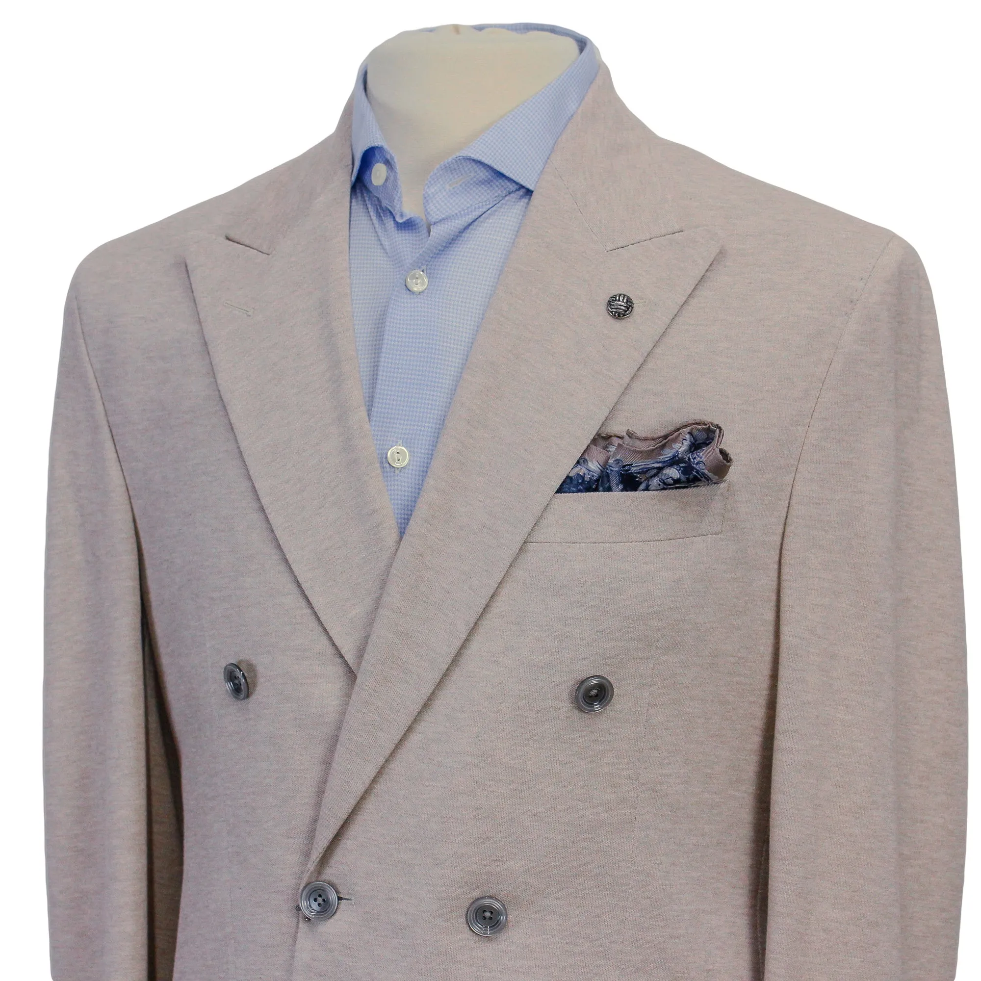 Oatmeal Double Breasted Hall Contemporary Fit Cotton Knit Sport Jacket - Jack Victor