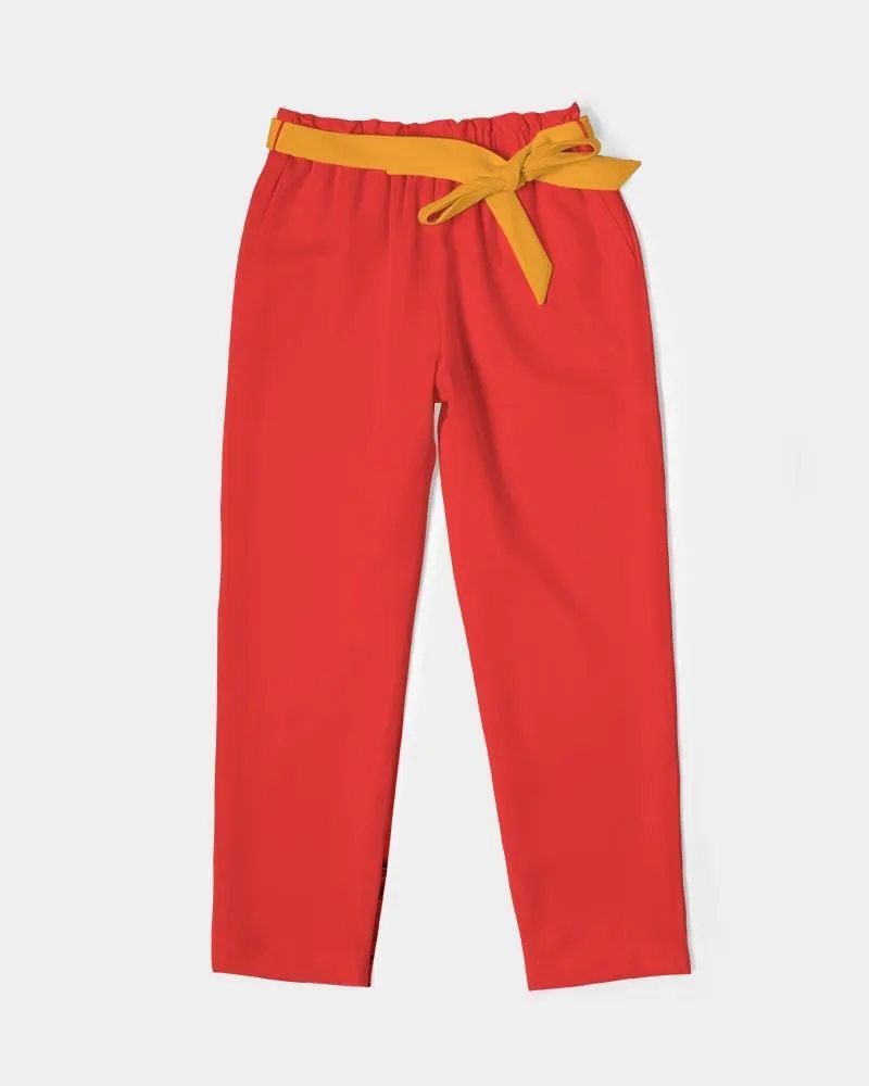 Opula Red Tie Waist Tapered Pants