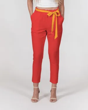 Opula Red Tie Waist Tapered Pants