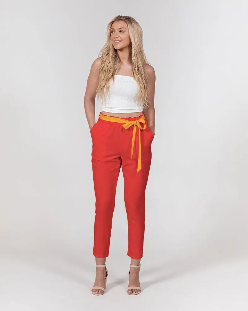 Opula Red Tie Waist Tapered Pants