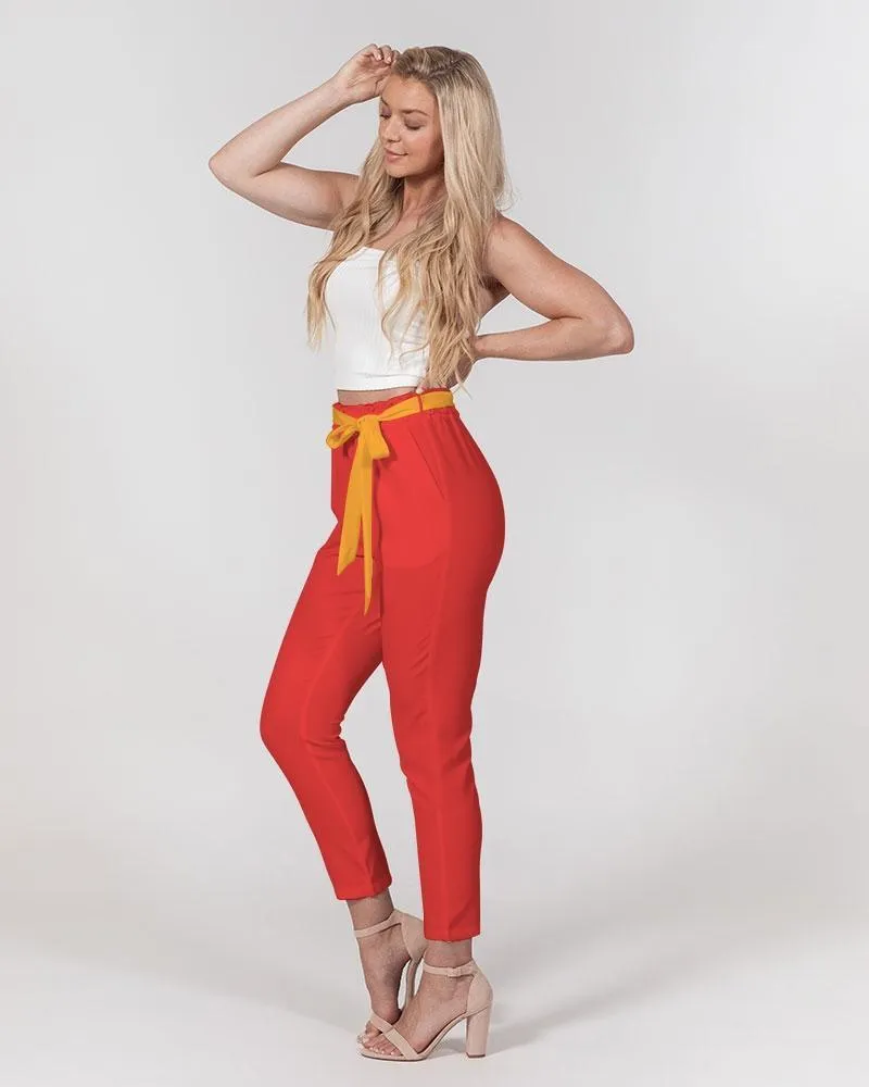 Opula Red Tie Waist Tapered Pants