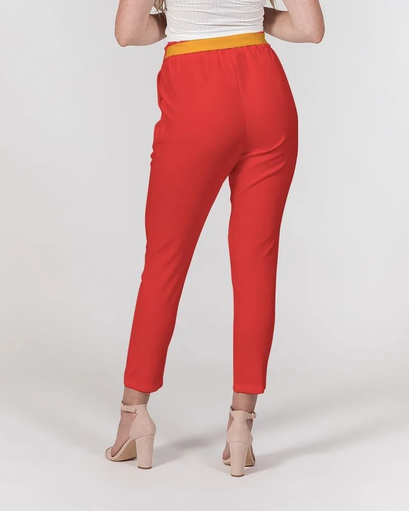 Opula Red Tie Waist Tapered Pants