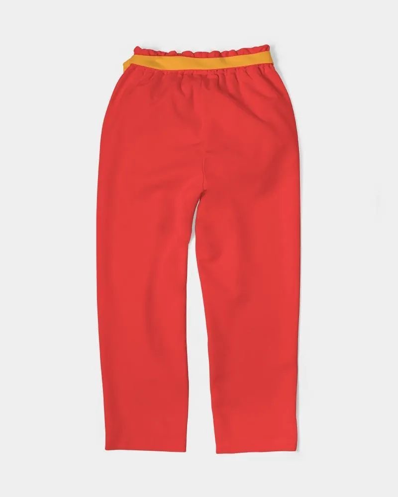 Opula Red Tie Waist Tapered Pants