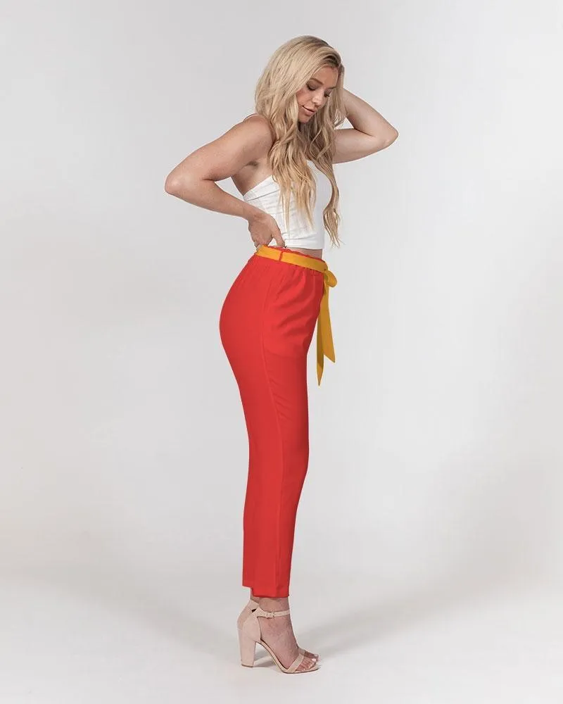 Opula Red Tie Waist Tapered Pants
