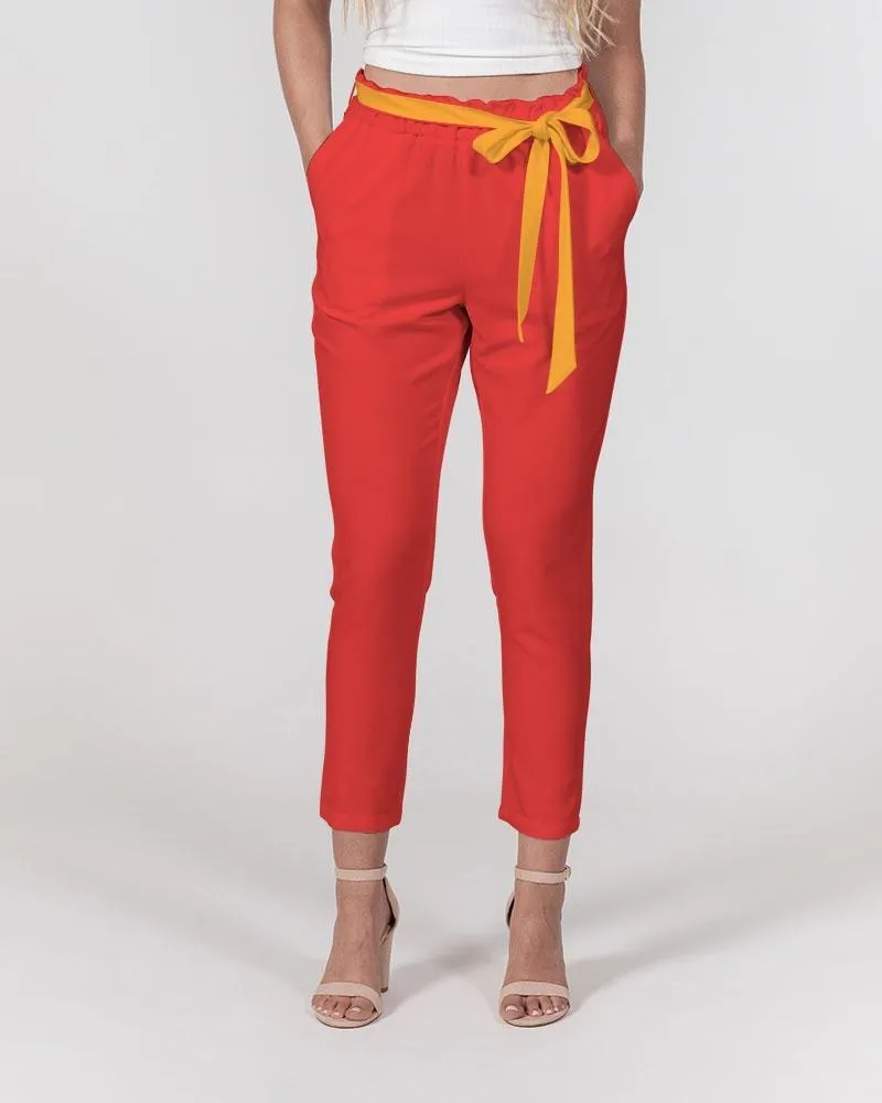 Opula Red Tie Waist Tapered Pants