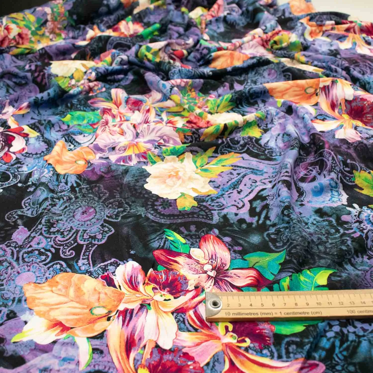 Printed Rayon Design-13 Purple & Red Flower Bouquets