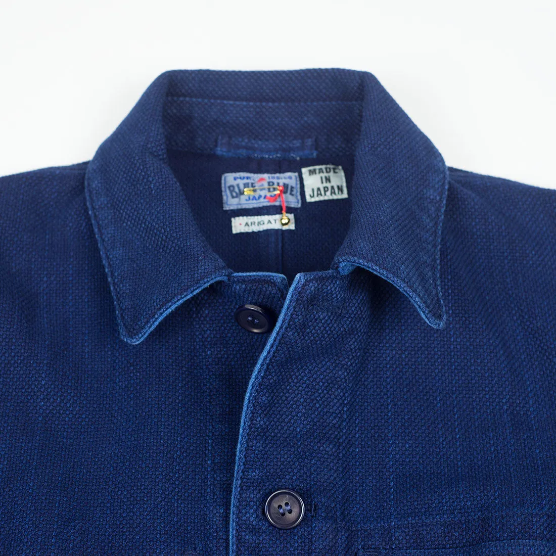 Pure indigo dyed "sashiko" coverall jacket