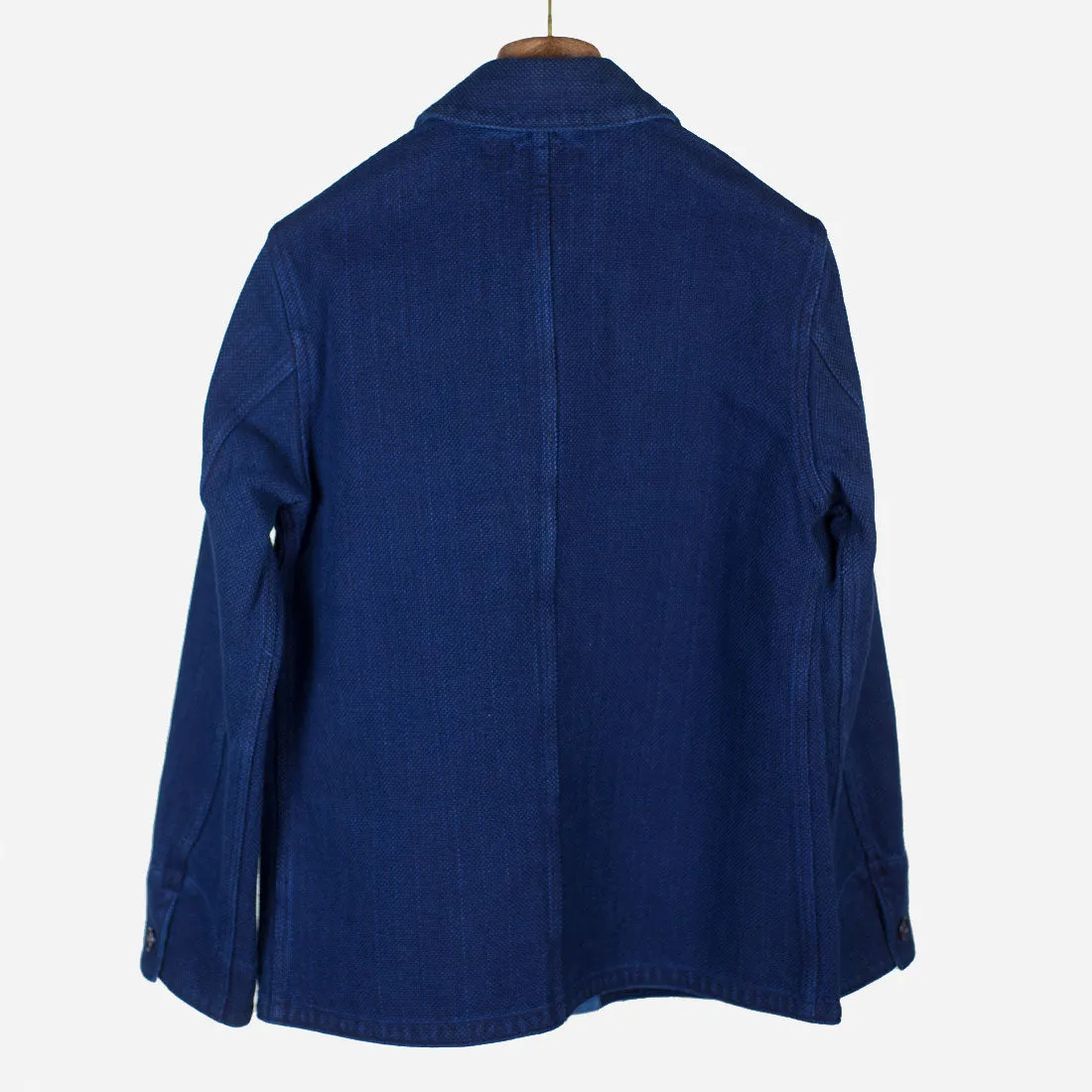 Pure indigo dyed "sashiko" coverall jacket