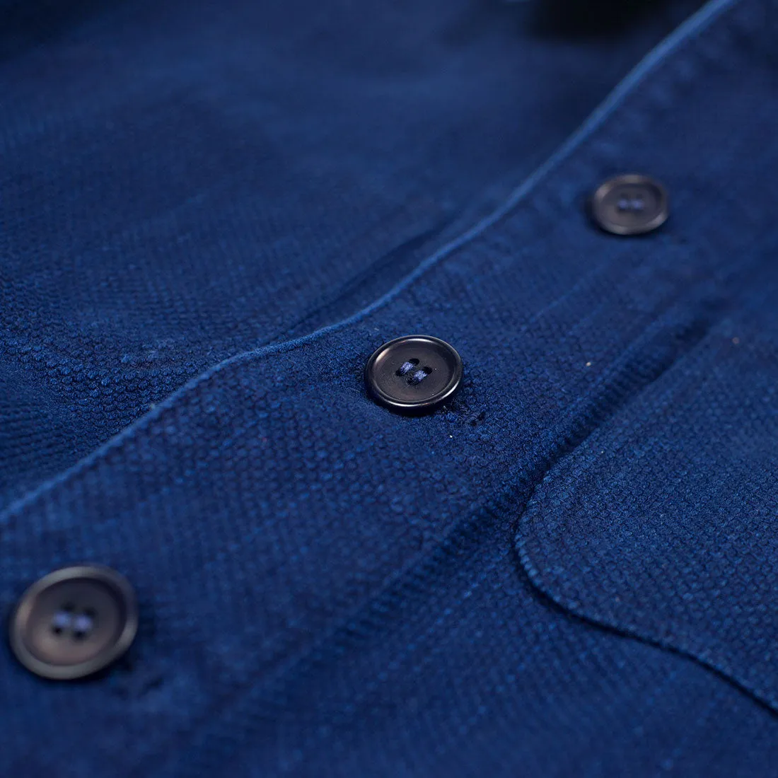Pure indigo dyed "sashiko" coverall jacket