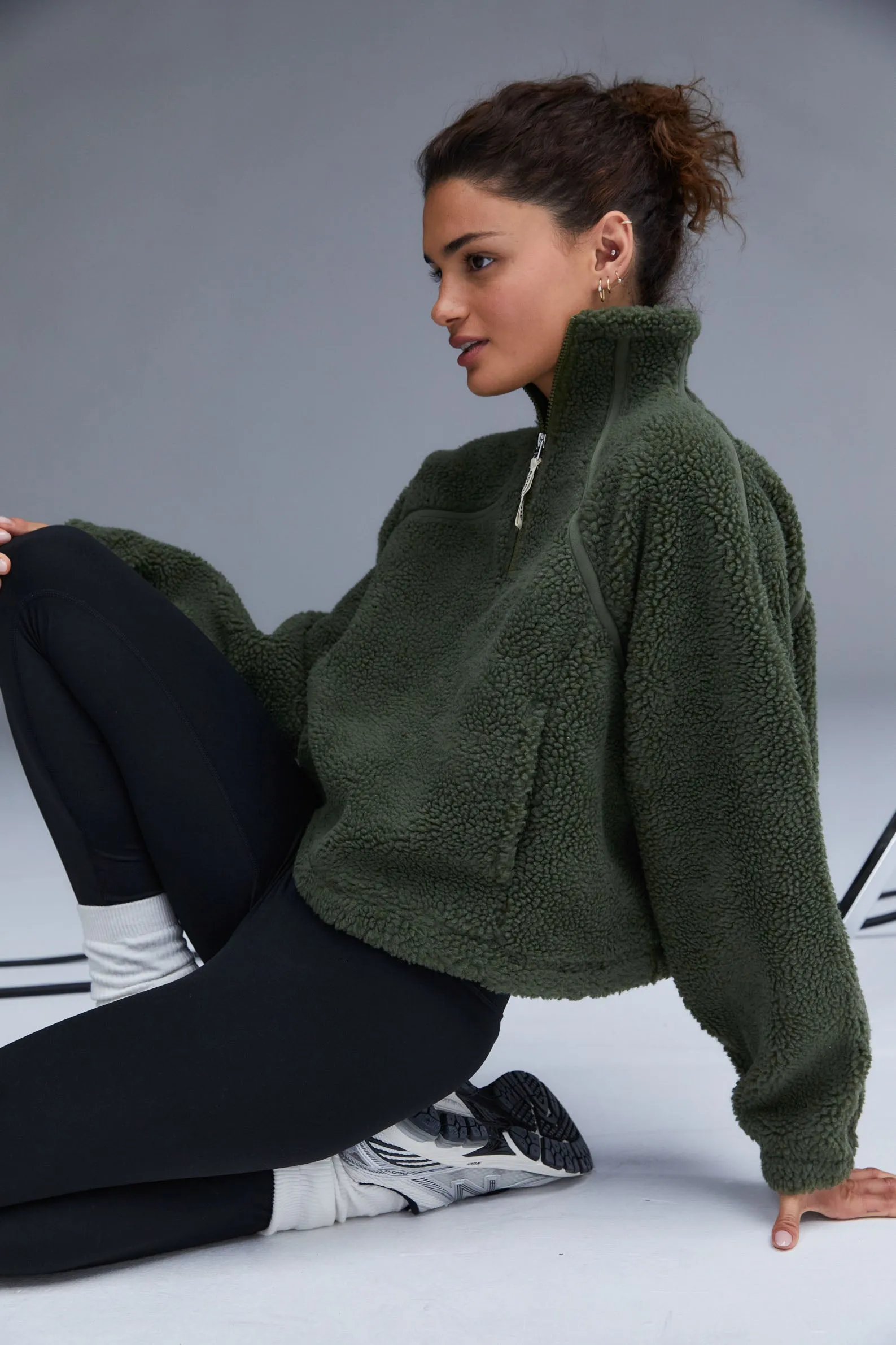 Quarter Zip Fleece - Khaki Green