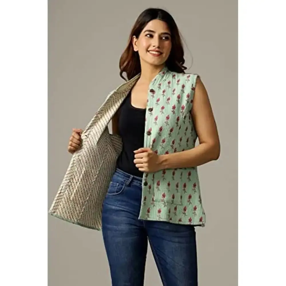 Ravaiyaa - Attitude is everything Women's Floral Printed Reversible Jacket