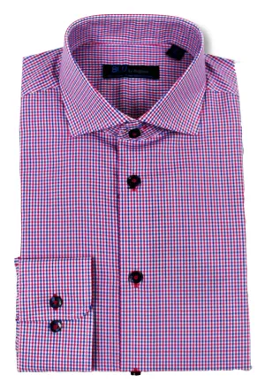 Red Micro Check • Dress Shirt • Slim Fit • Non-Iron