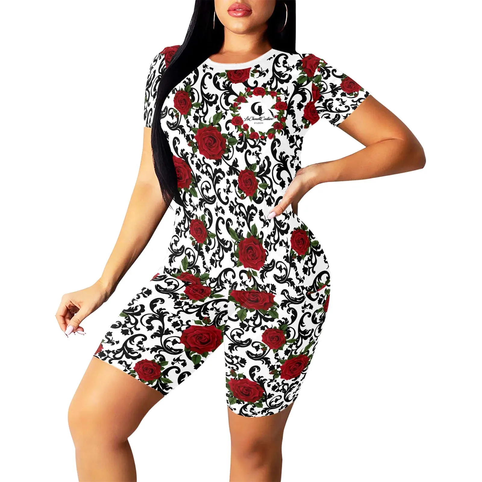 RED ROSES Women's Short Yoga Set
