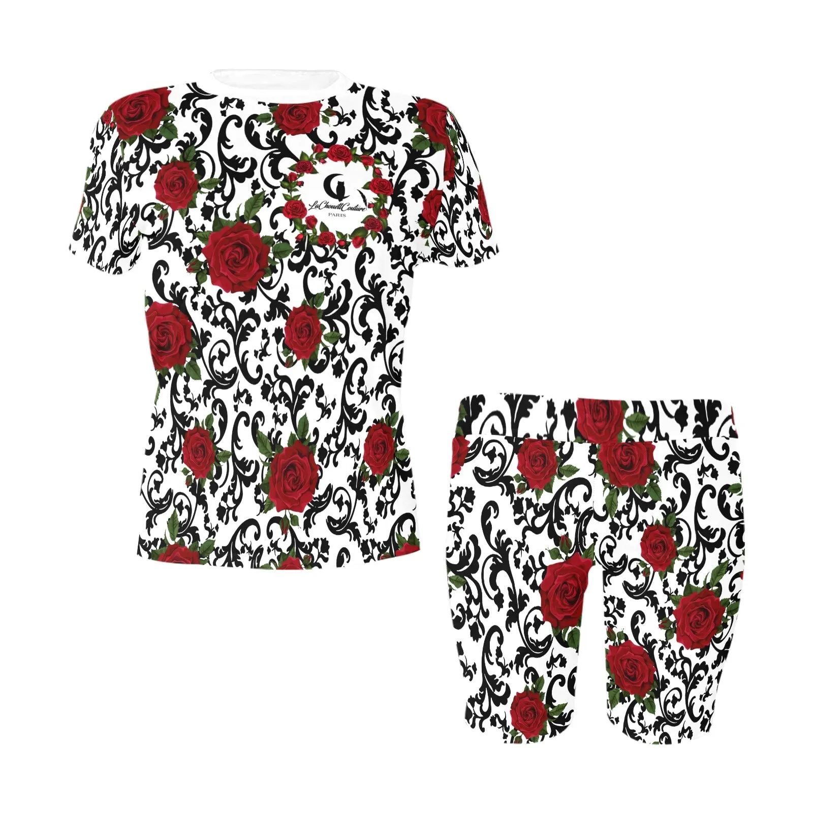 RED ROSES Women's Short Yoga Set