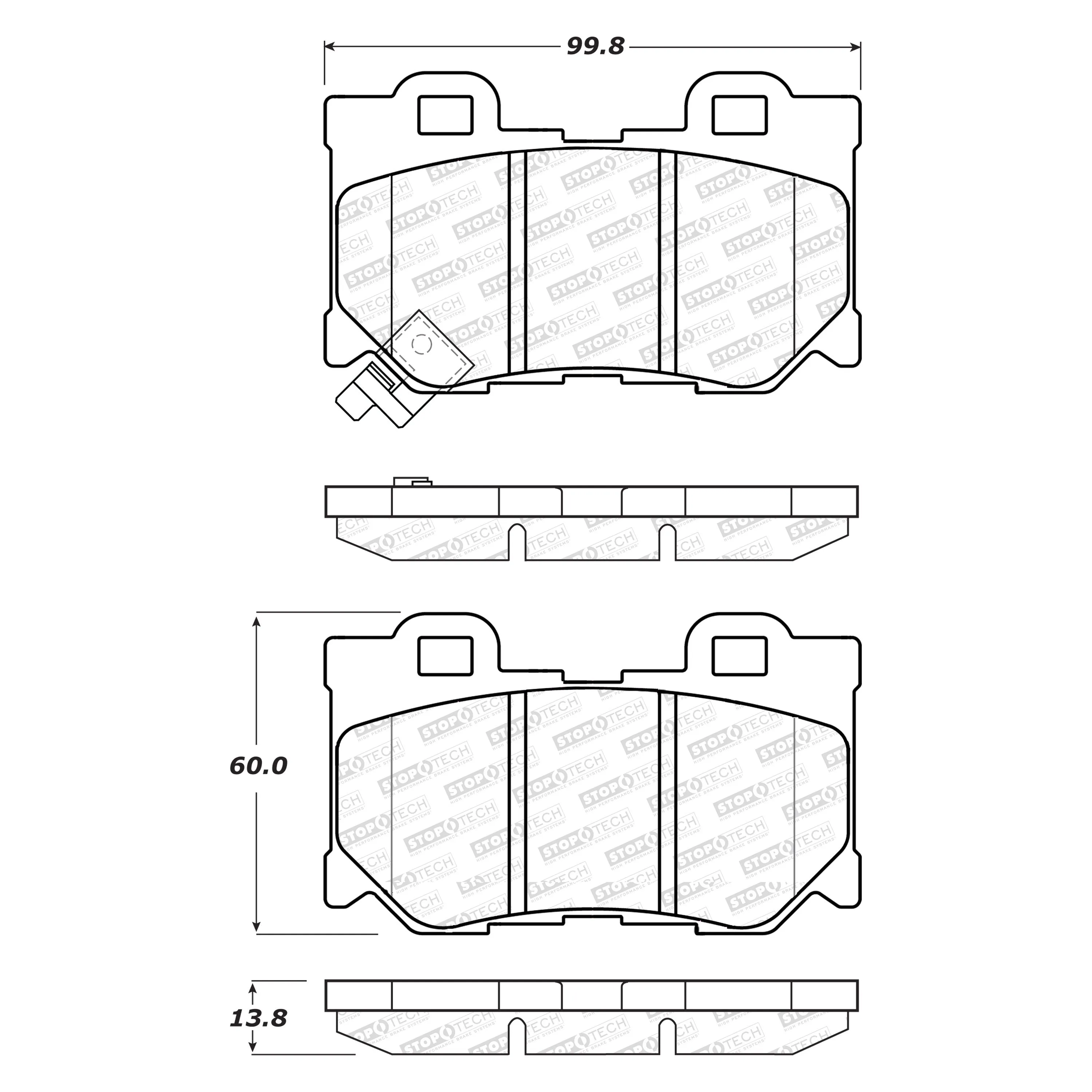 StopTech Street Select Brake Pads Infiniti Q50 / Q60  (14-20) ([w/ Hardware] Front or Rear